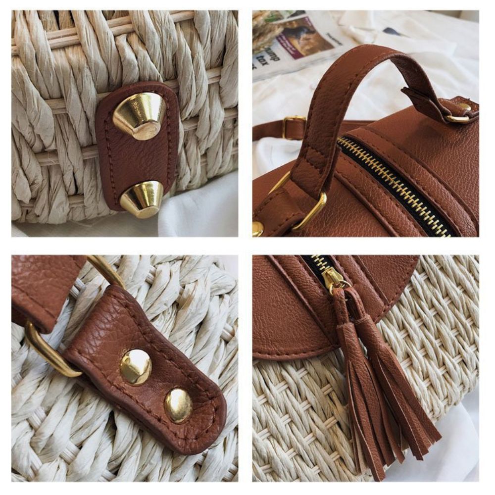 Mini straw crossbody bag