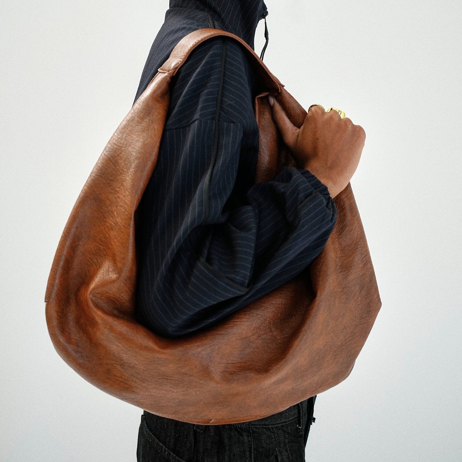 Leather Crescent Shoulder Bag