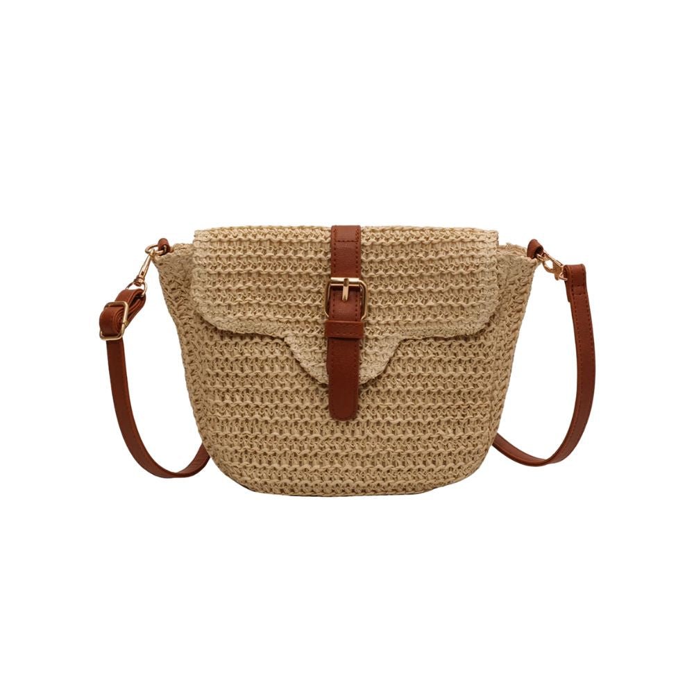 Noémie | Brown Straw Crossbody Bag
