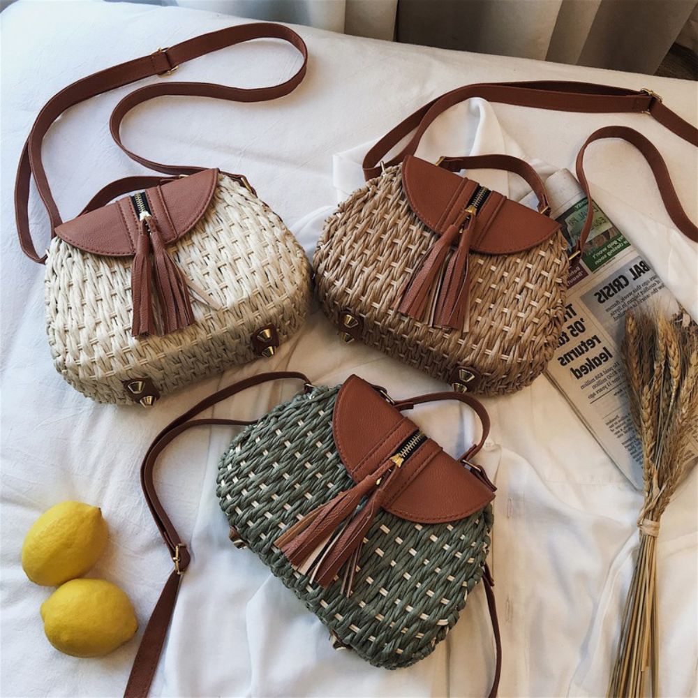 Mini straw crossbody bag