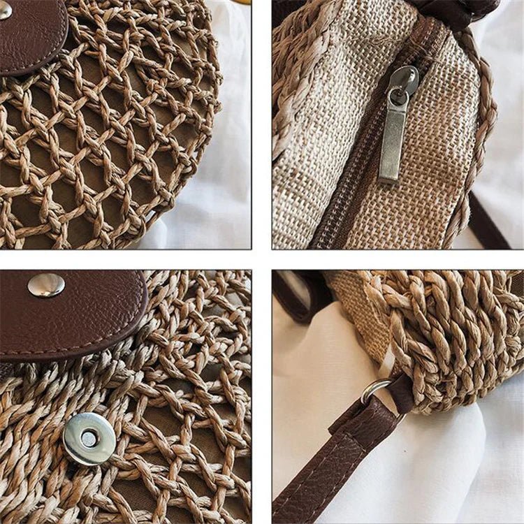 Wicker Half Moon Bag