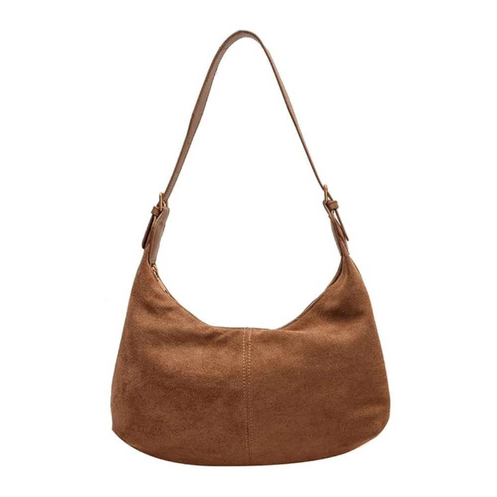 Suede crescent crossbody bag