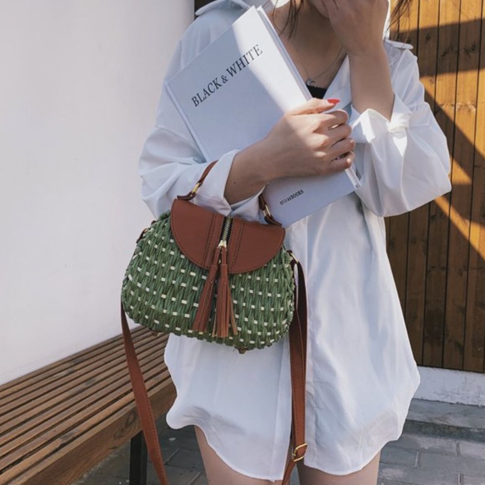 Mini straw crossbody bag