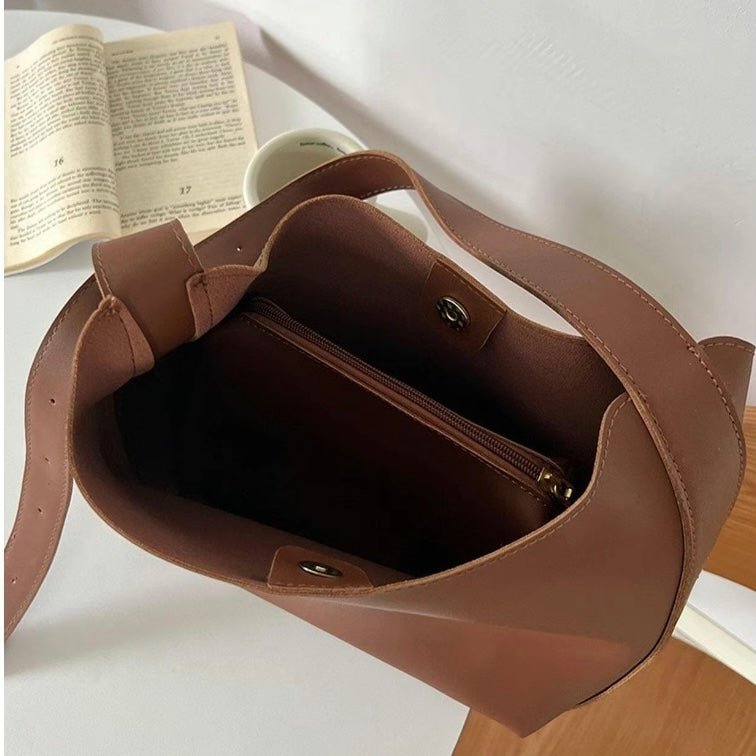 Brown Bucket Crossbody Bag