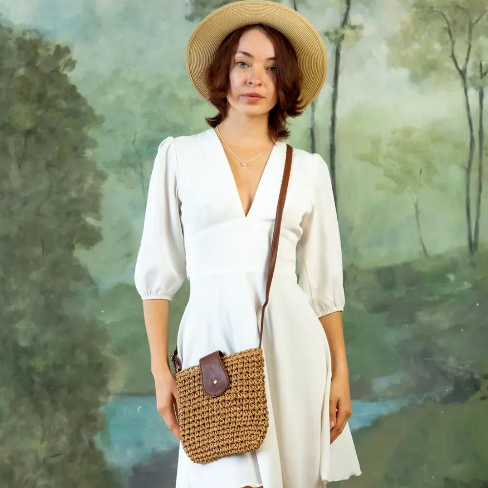 Straw crossbody bag