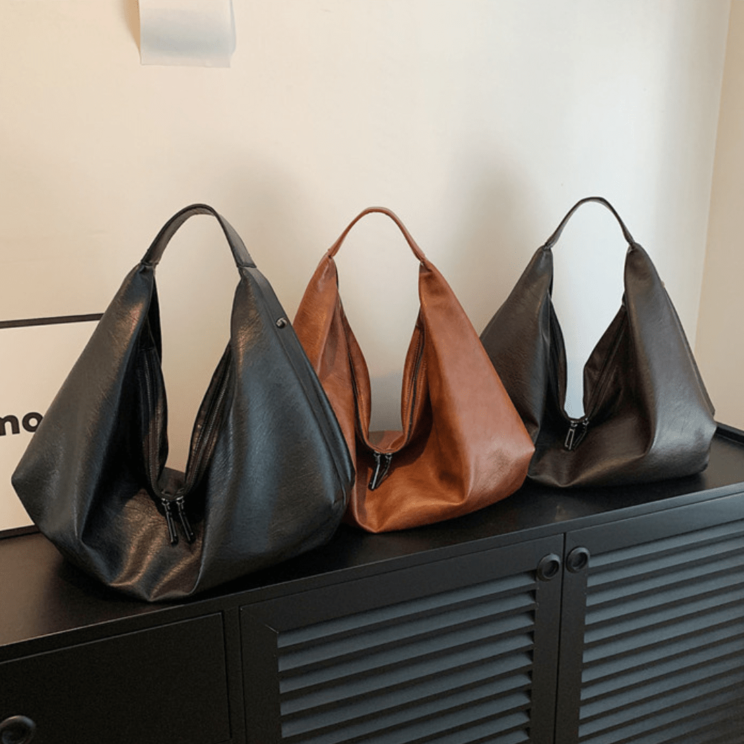 Leather Crescent Shoulder Bag