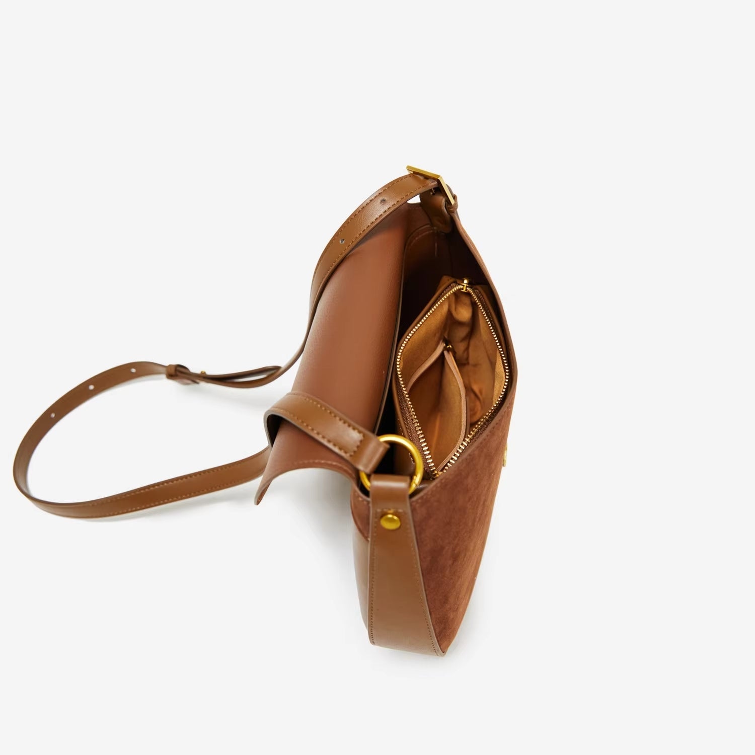 Suede Half Moon Crossbody Bag
