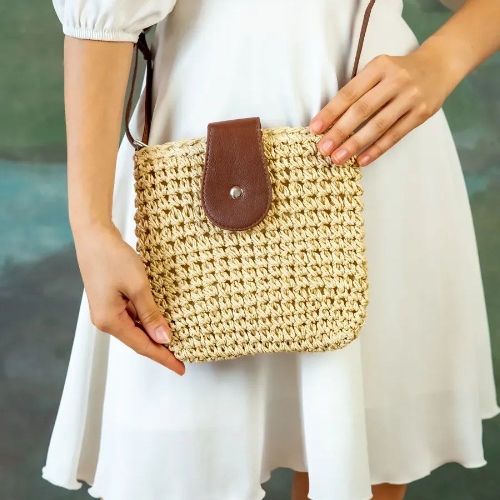 Straw crossbody bag