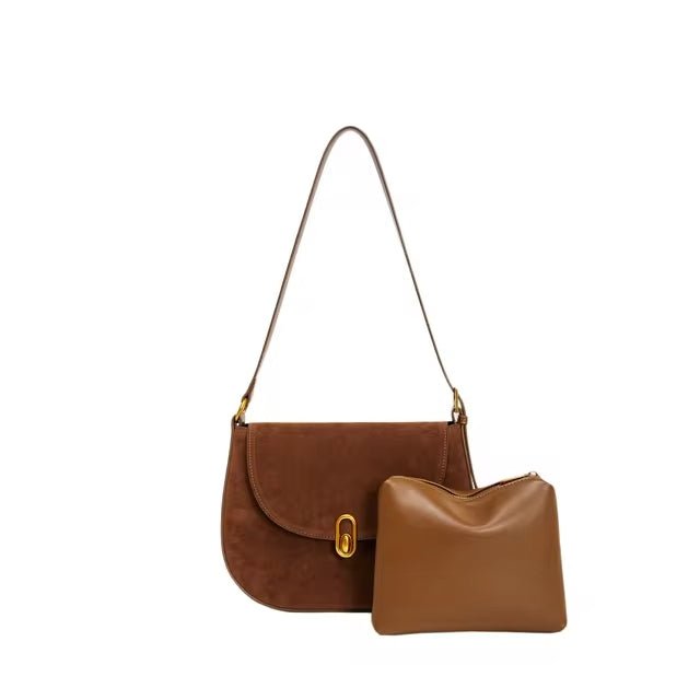 Suede Half Moon Crossbody Bag