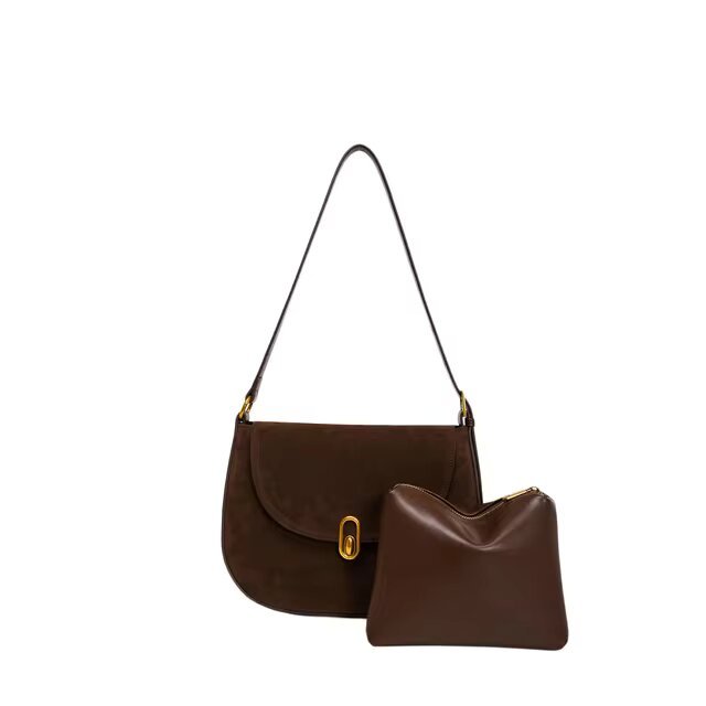 Suede Half Moon Crossbody Bag