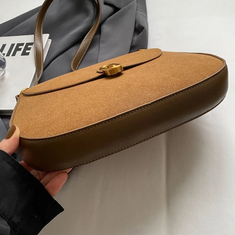Suede Half Moon Crossbody Bag