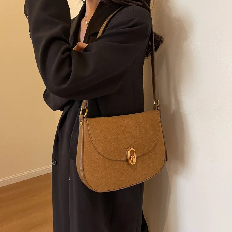 Suede Half Moon Crossbody Bag