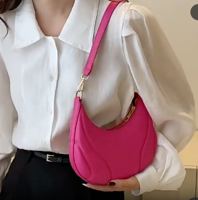 Rosa | Mini Pink Crescent Bag