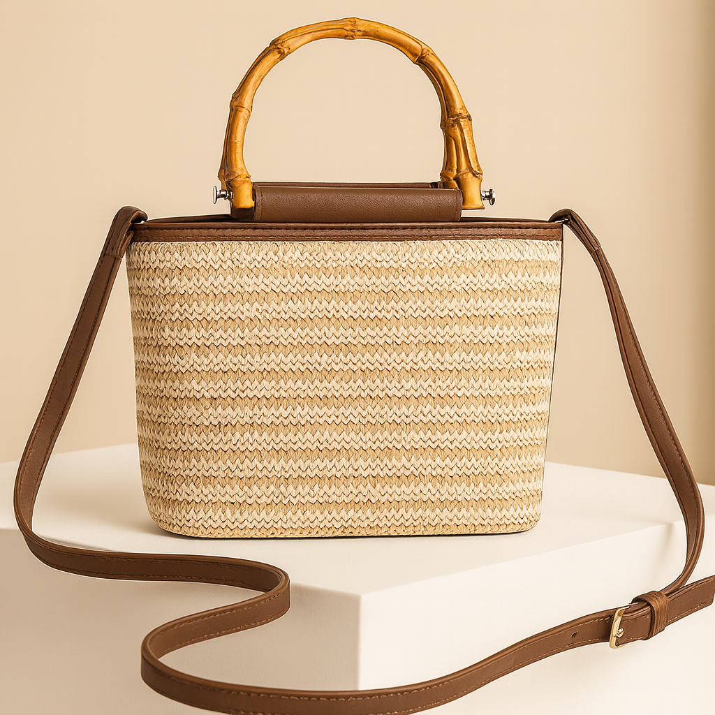 Capucine | Straw crossbody bucket bag