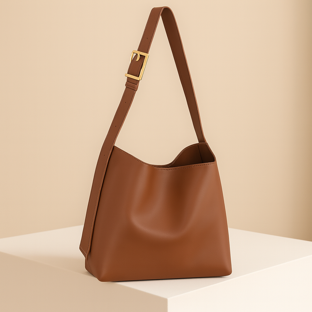 Nawel | Brown Bucket Crossbody Bag