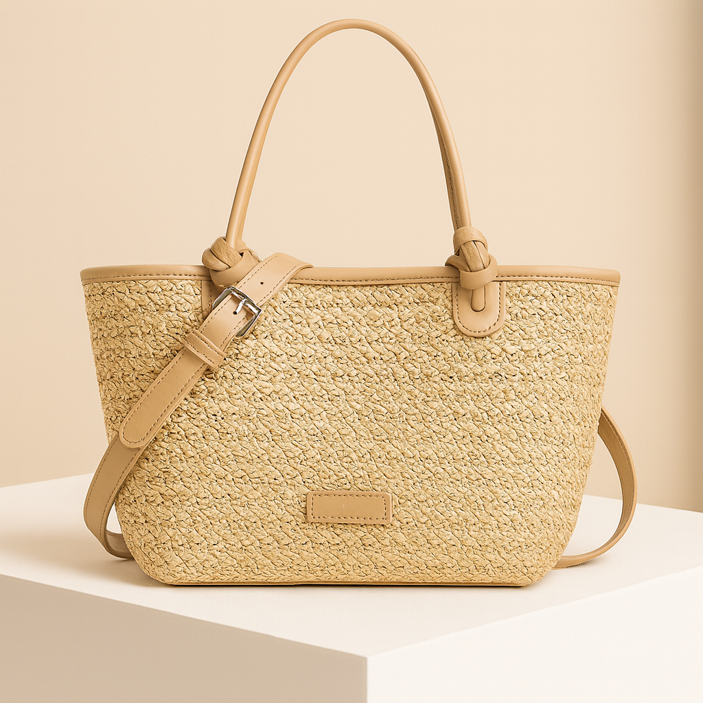 Priscilla | Beige straw crossbody bag