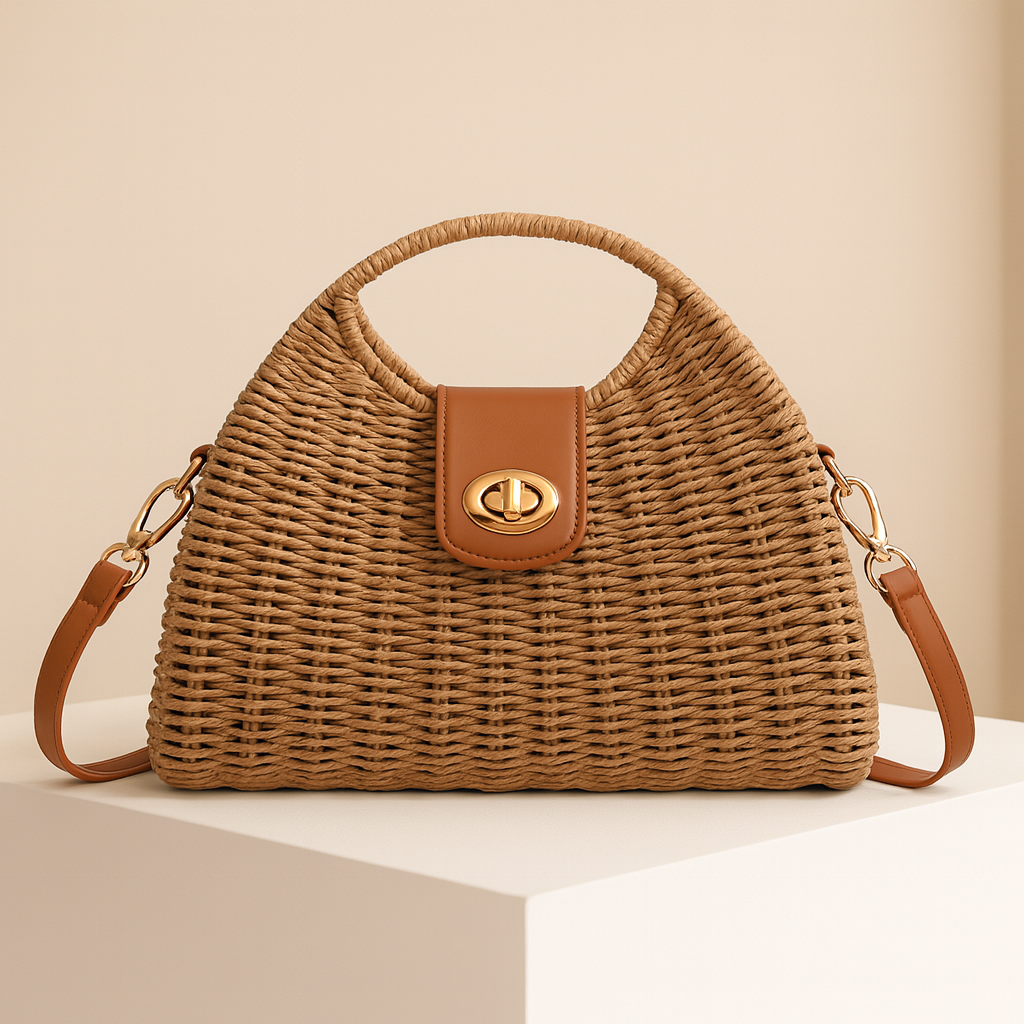 Victoire | Straw crescent crossbody bag