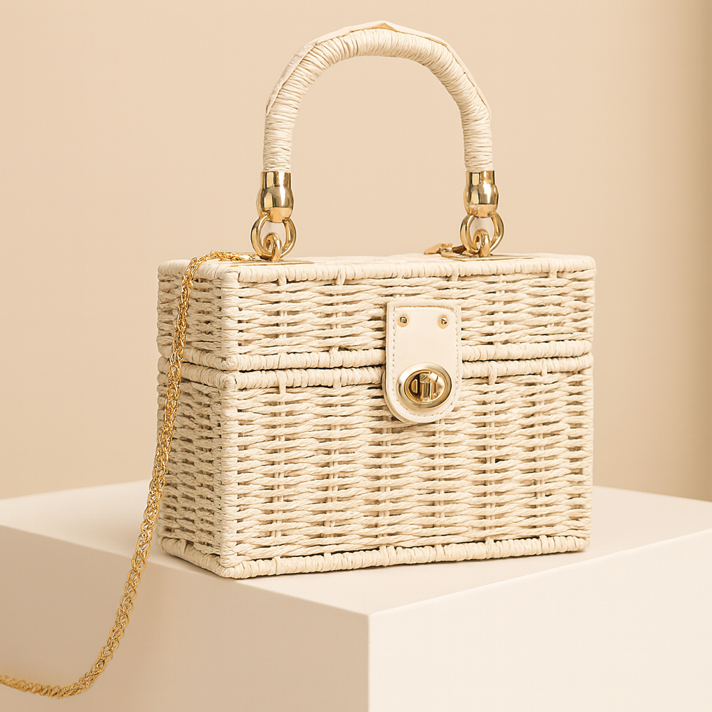 Sabrina | Vintage Straw Crossbody Bag