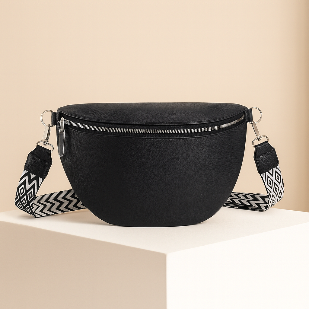 Josette | Black Leather Crossbody Bag