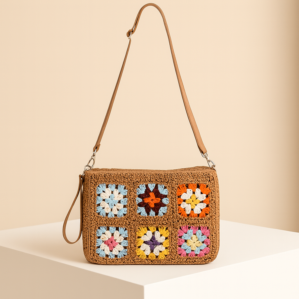 Lison | Brown Straw Crossbody Bag