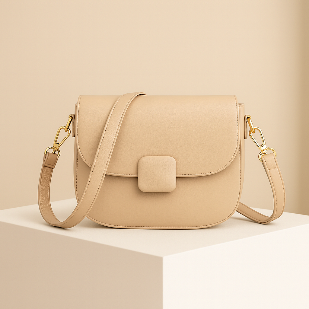 Nour | Beige Leather Crossbody Bag
