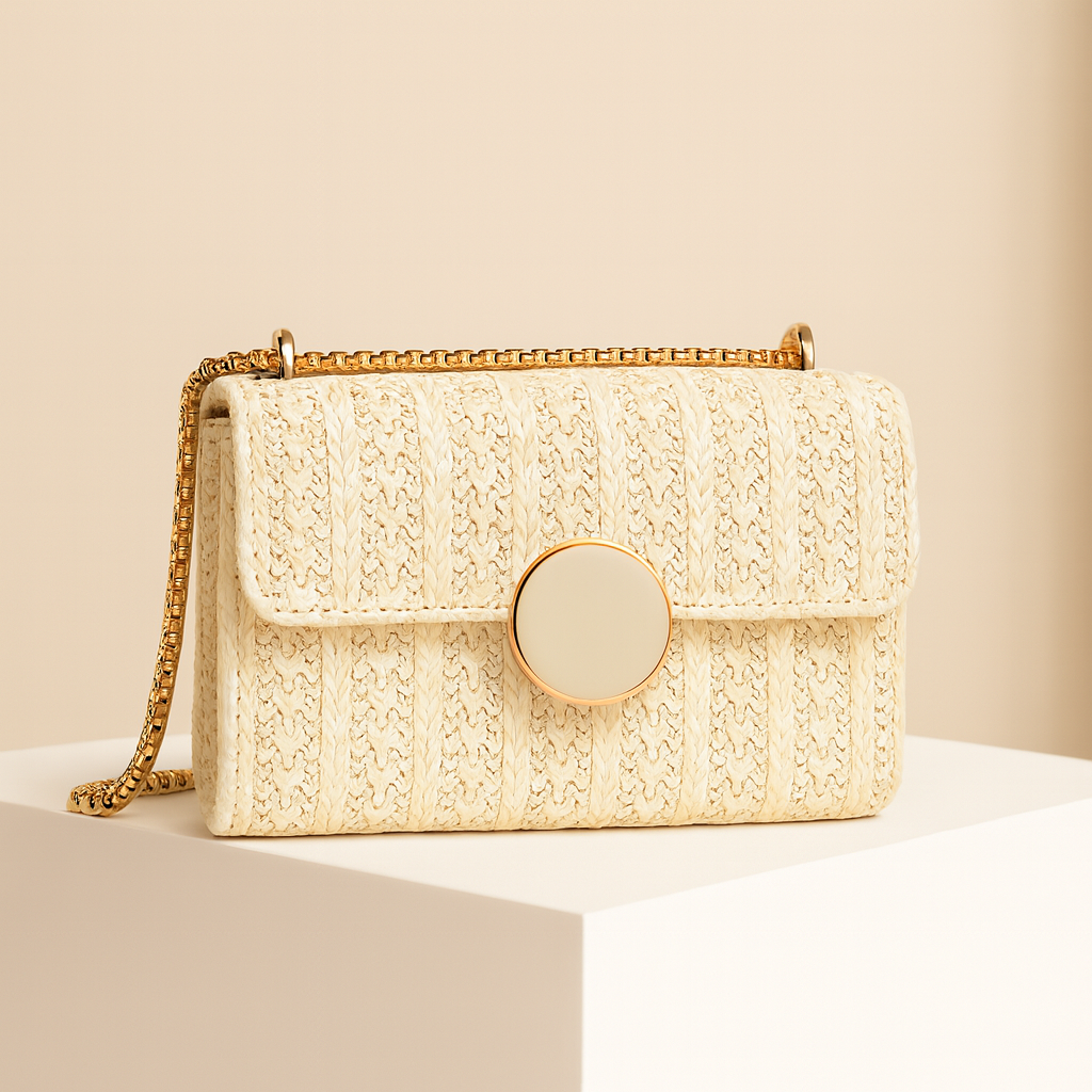 Leïla | Beige Straw Crossbody Bag