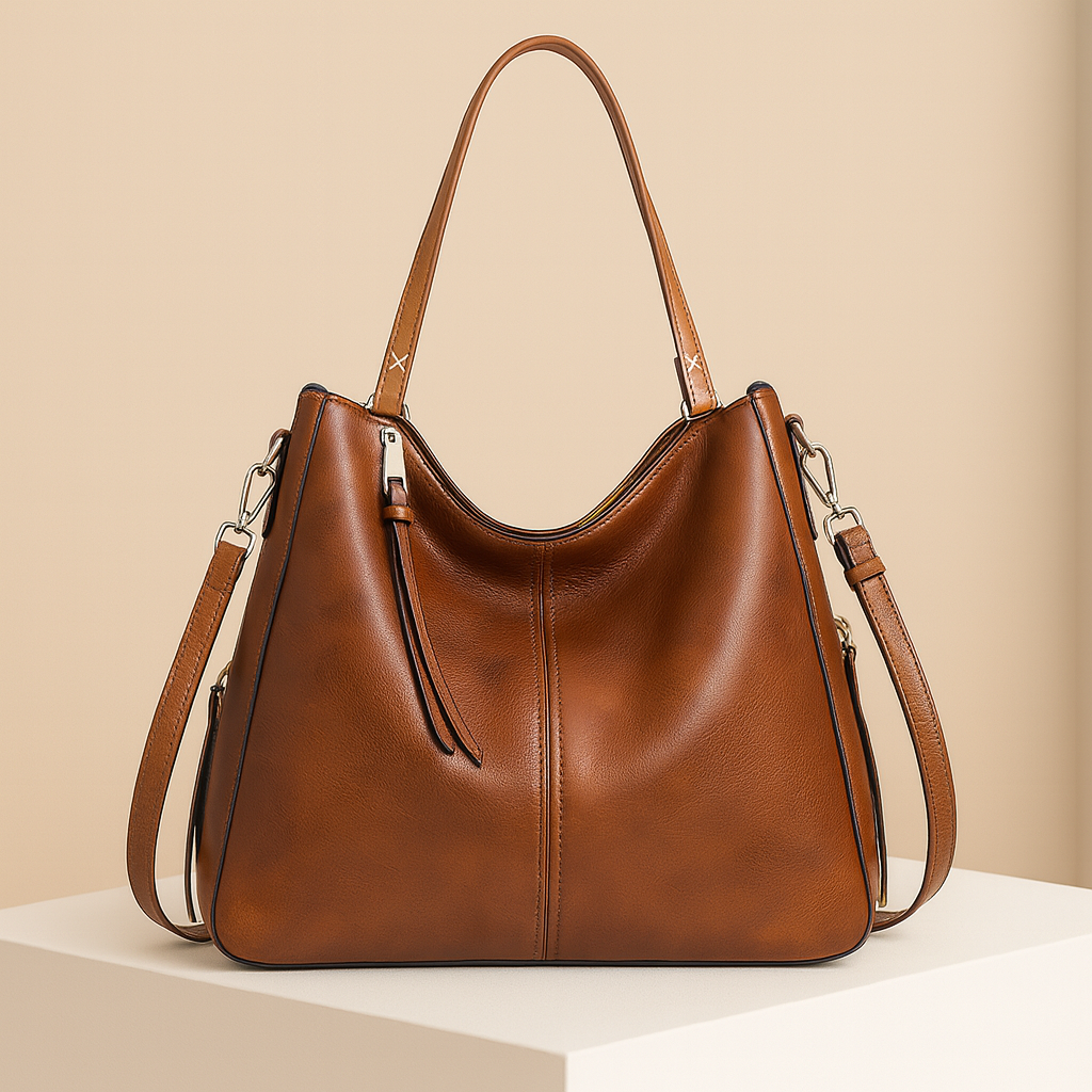 Najat | Brown Leather Crossbody Bag
