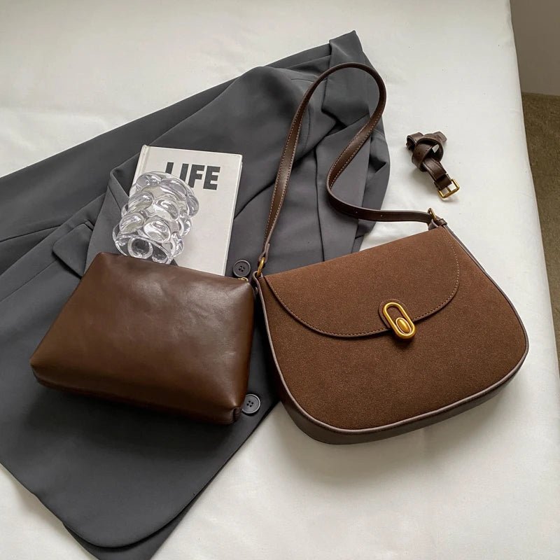 Suede Half Moon Crossbody Bag