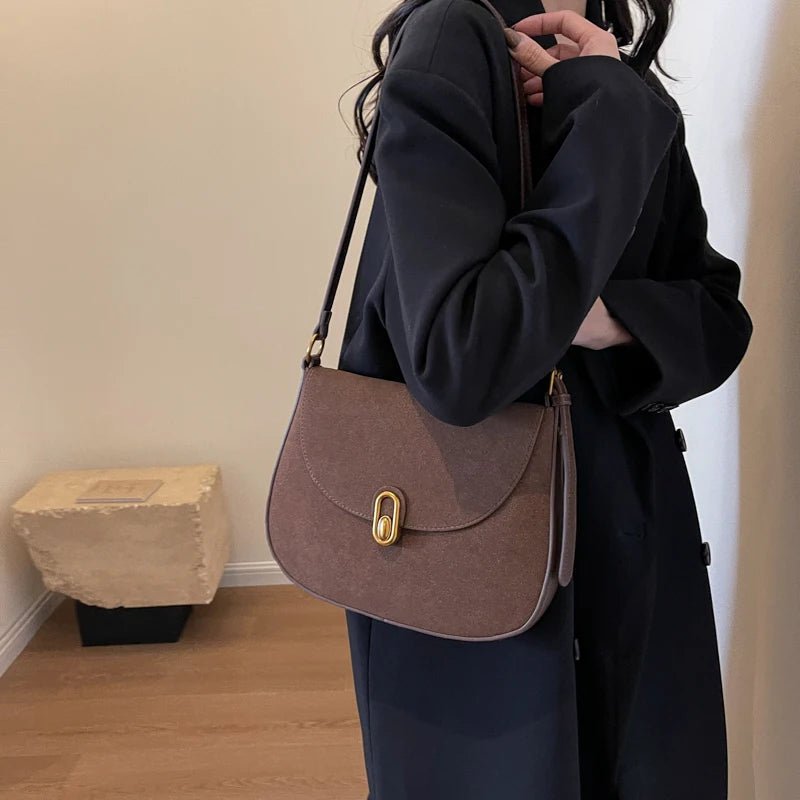 Suede Half Moon Crossbody Bag