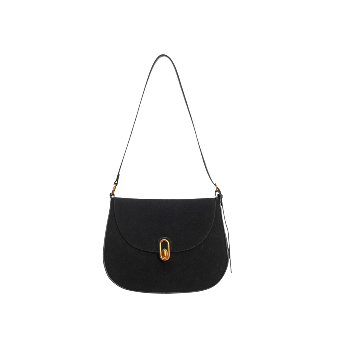 Suede Half Moon Crossbody Bag