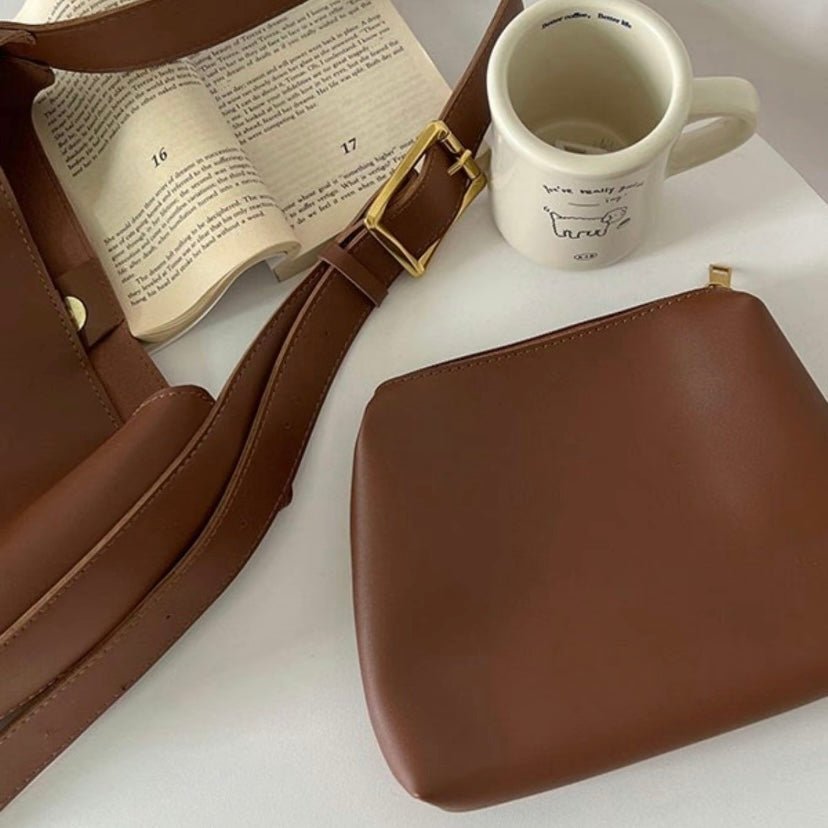 Brown Bucket Crossbody Bag