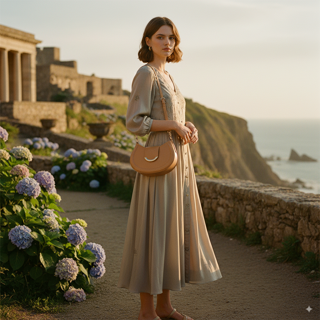 Catherine | Leather Crescent Crossbody Bag