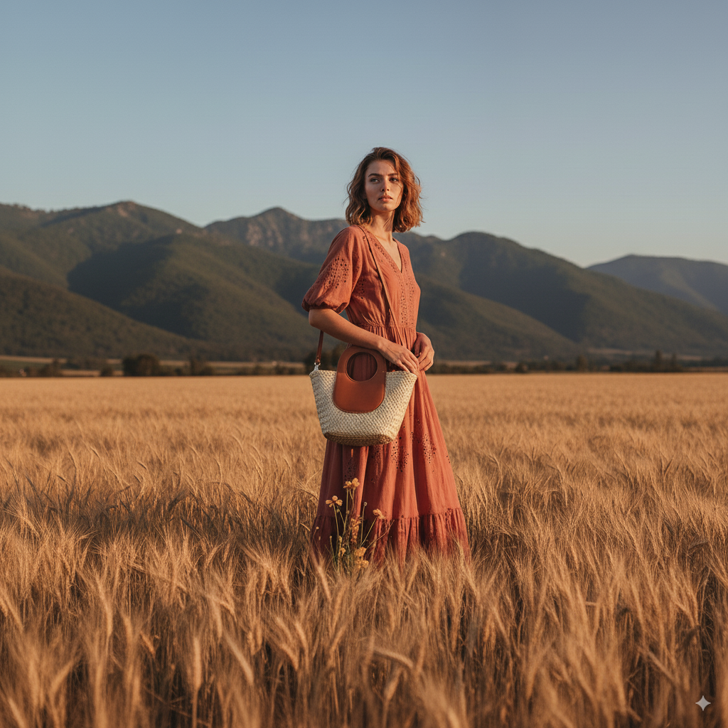 Sylvie | Brown Straw Crossbody Bag