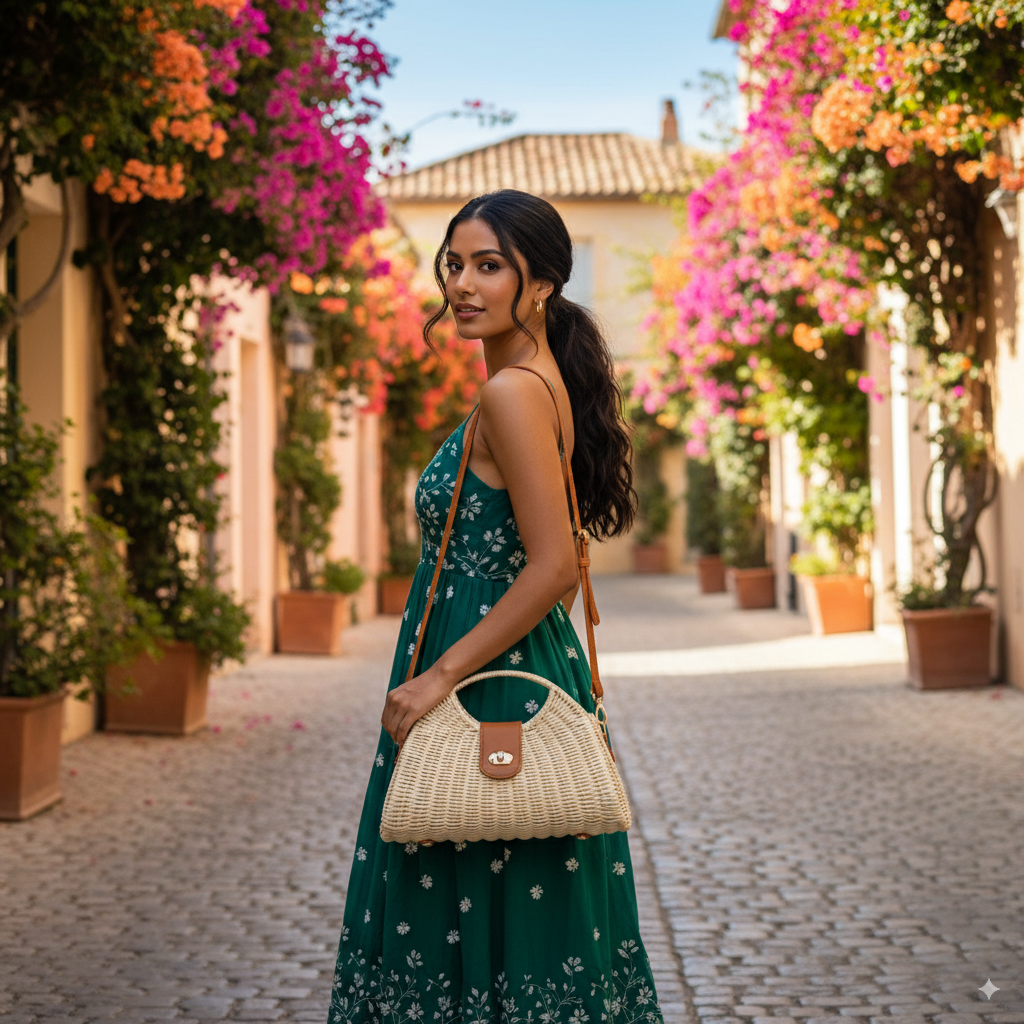 Victoire | Straw crescent crossbody bag