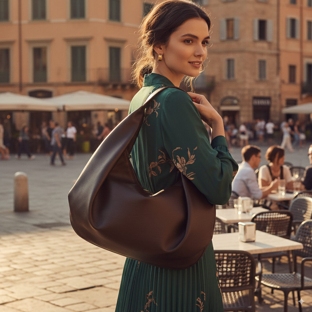 Clémentine | Leather Crescent Shoulder Bag