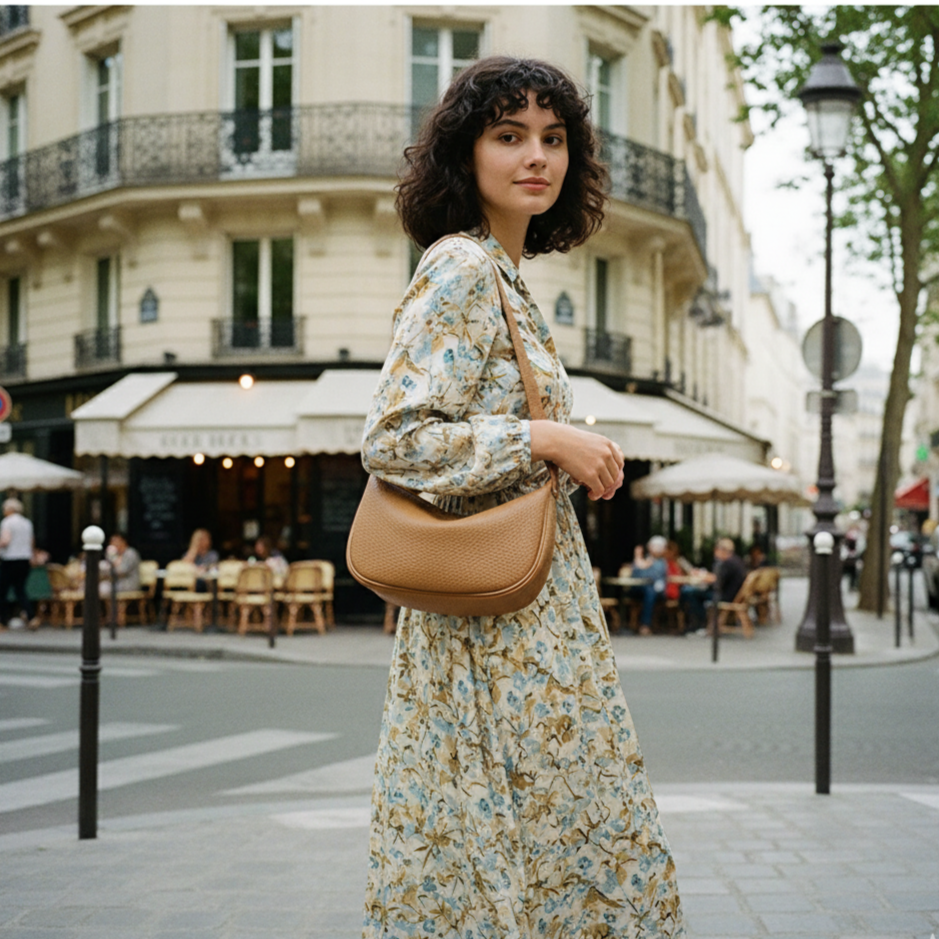 Louisa | Camel Leather Crossbody Bag