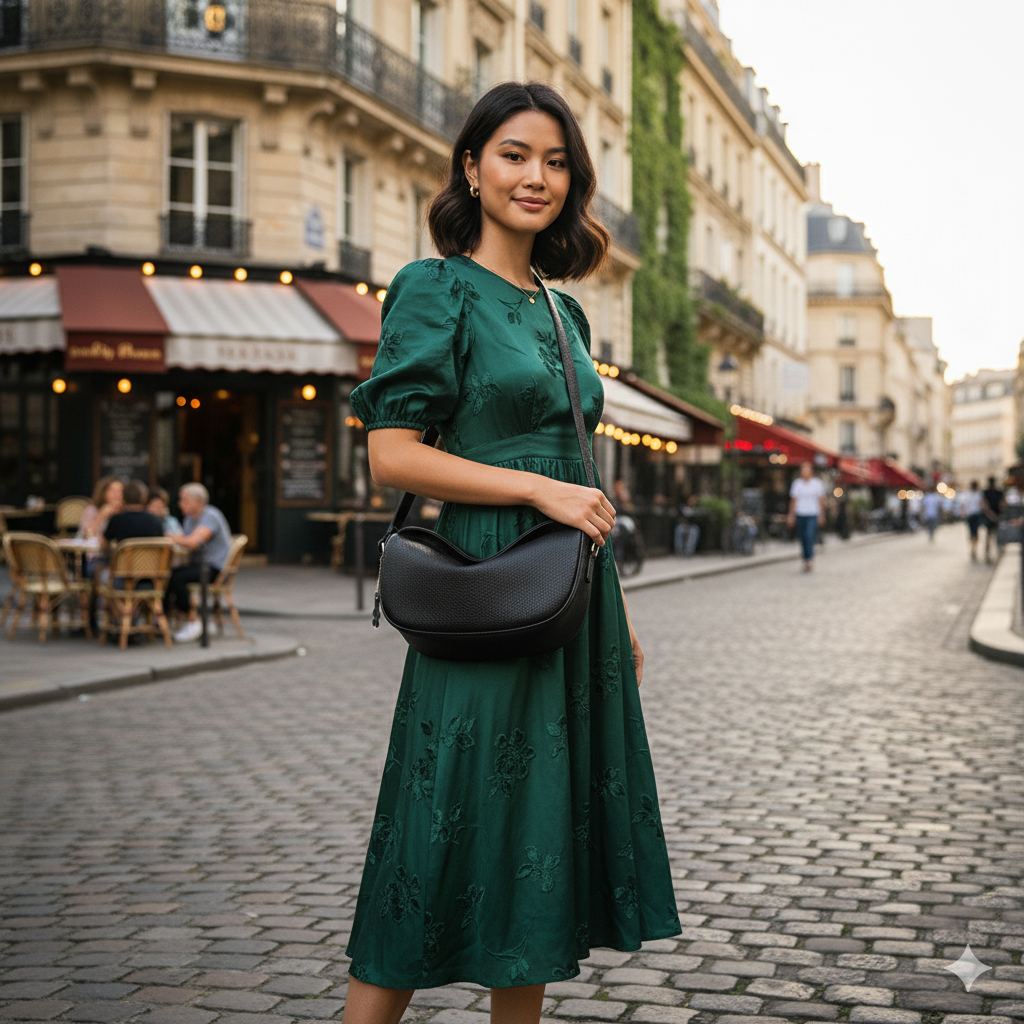 Madeleine | Crescent leather Crossbody Bag