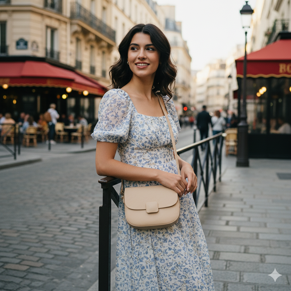 Nour | Beige Leather Crossbody Bag
