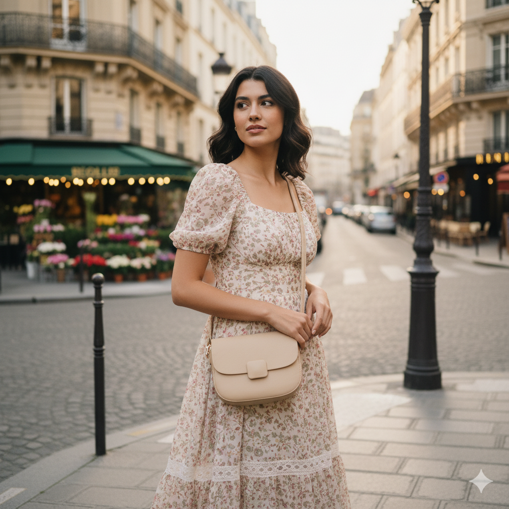 Nour | Beige Leather Crossbody Bag