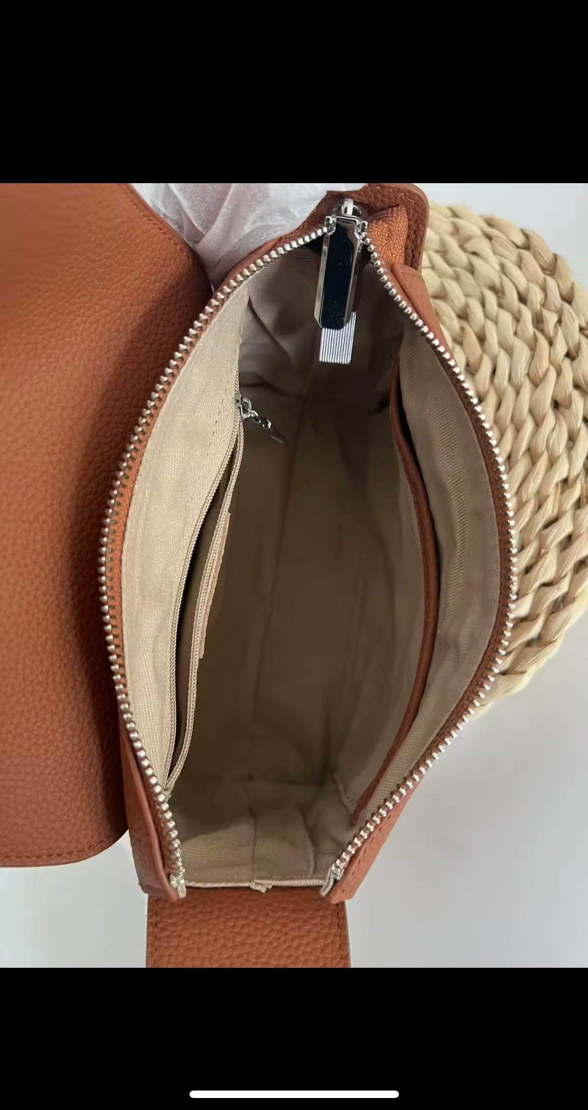 Tan leather crossbody bag