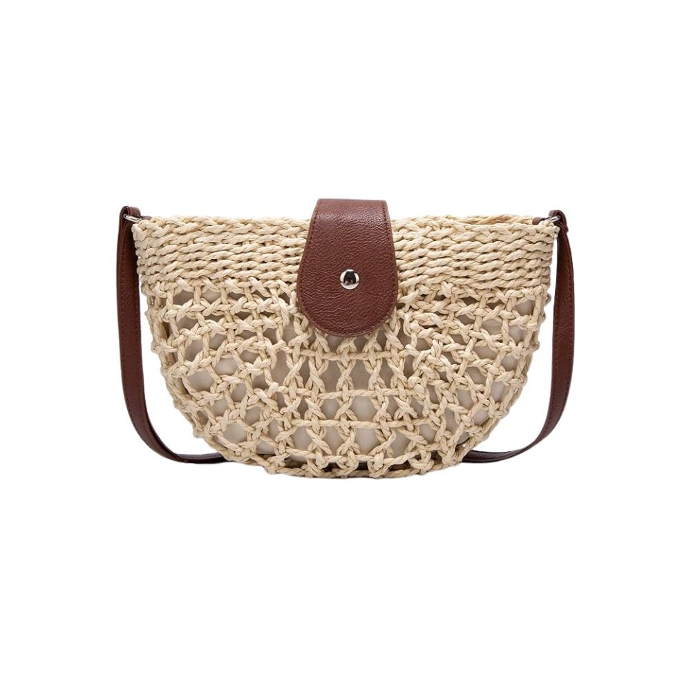 Wicker Half Moon Bag