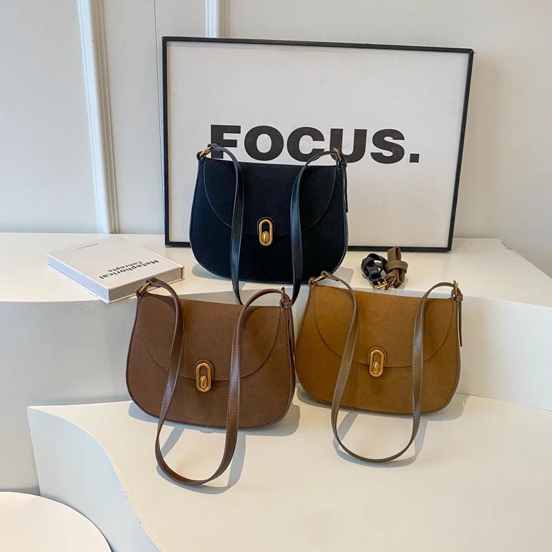 Suede Half Moon Crossbody Bag