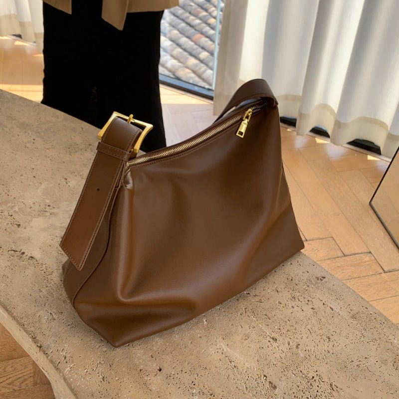 Brown Crescent Crossbody Bag