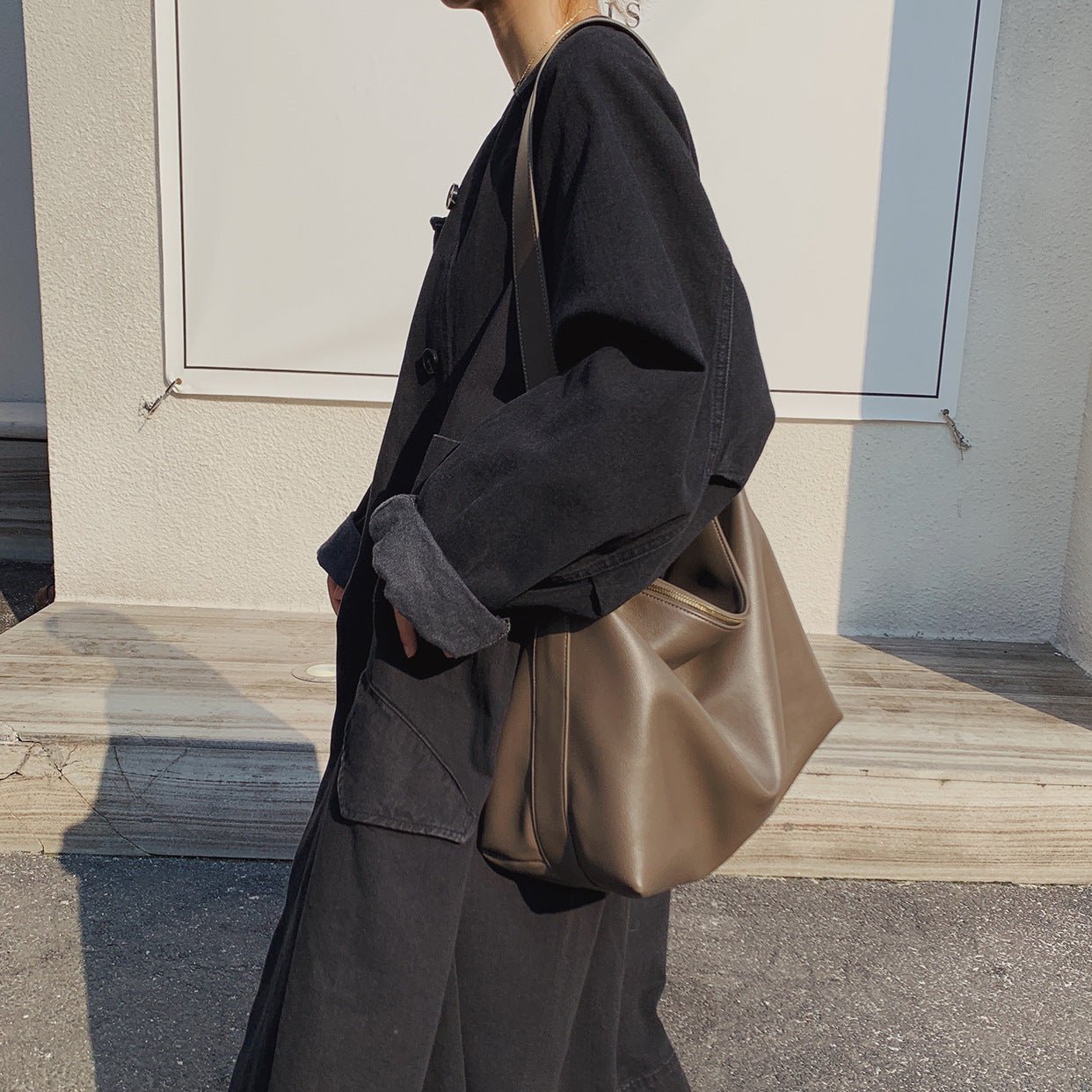Brown Crescent Crossbody Bag