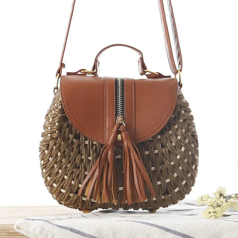 Mini straw crossbody bag