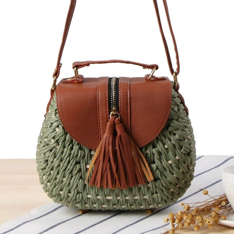 Mini straw crossbody bag