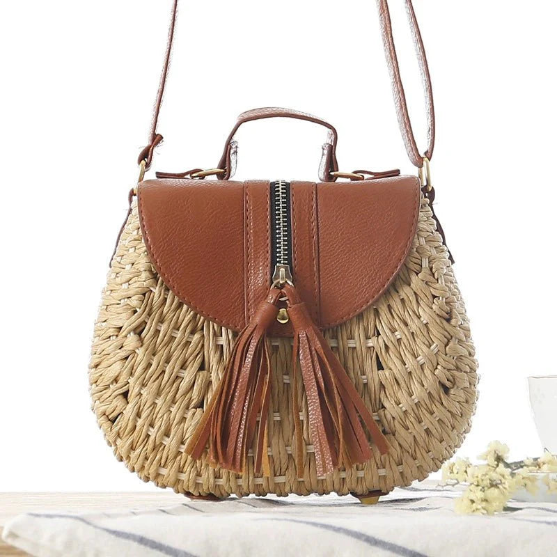 Mini straw crossbody bag