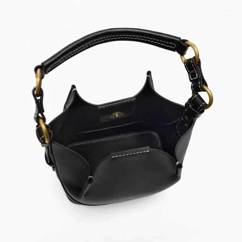 Leather Bucket Crossbody Bag