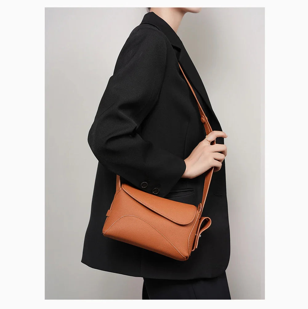 Tan leather crossbody bag