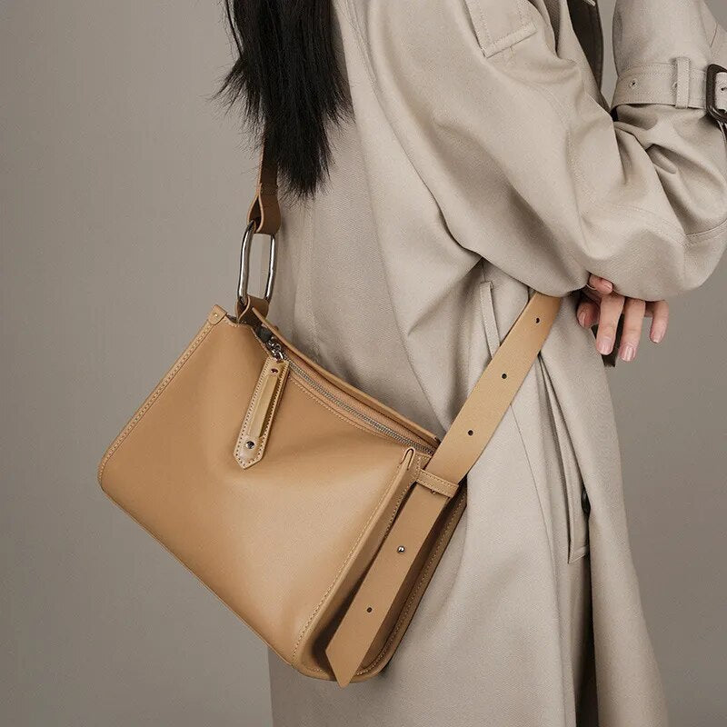 Tan leather crossbody bag